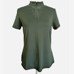 MONTAR Equestrian Olive Green Bling Top Size XL Show Shirt